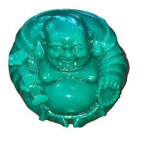 Green Laughing Buddha Figurine Resin Prosperity Statue Good Luck Decor